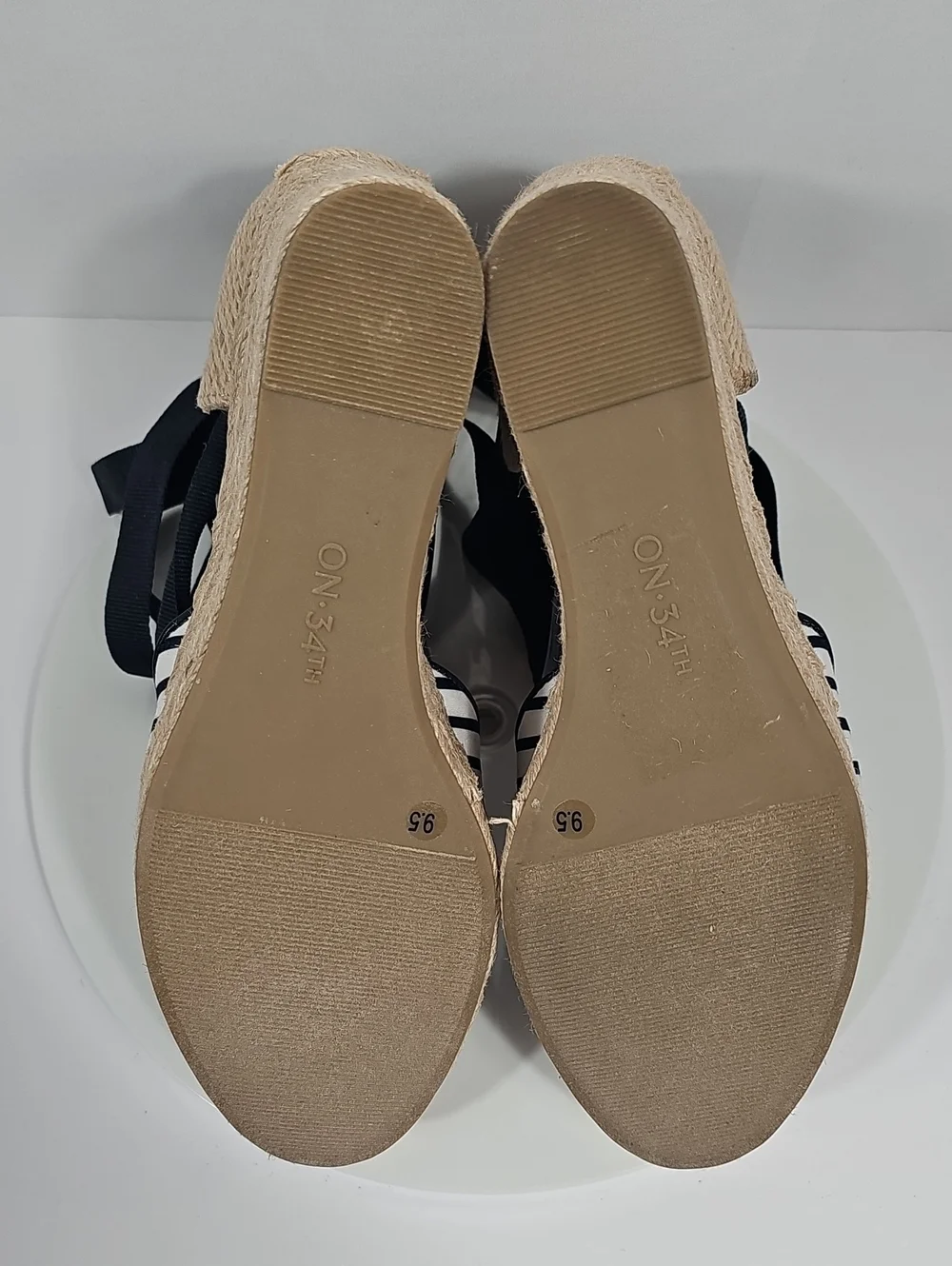 On 34th Melindaa Espadrille Wedge Stripe Lace Up Sandals 9.5 NIB Balletcore